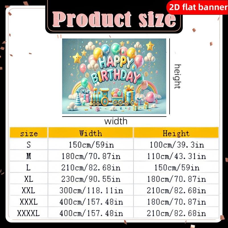 2D flat 1 piece Happy Birthday Train Polyester Photography Background Cloth Party Banner Pulling Birthday Supplies