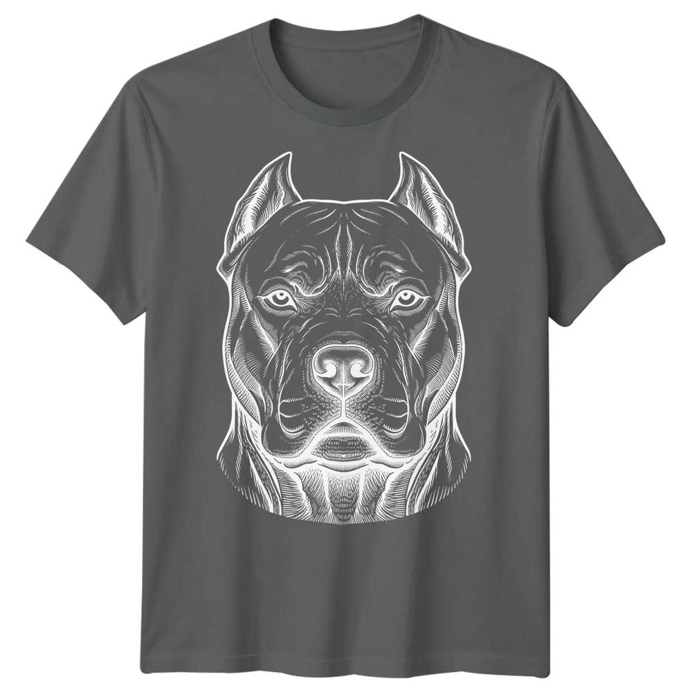 Pitbull Dog Animals Unisexs TShirt Engraving Style Graphic Tee