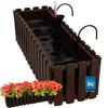 Flowerpot Balcony Terrace Box with Hooks Irrigation System Brown 60cm