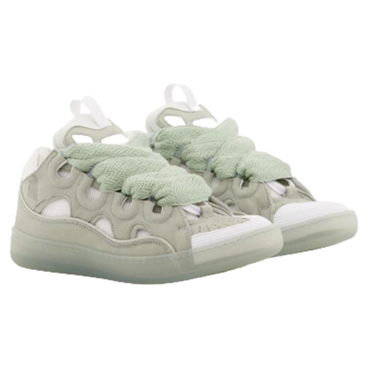 Lanvin Leather Low Top Stylish Skateboarding Shoes Women's Blue Gray FW-SKDK02-TRAG-P23401