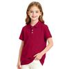 Girls' Short Sleeve School Uniform T-Shirt with Three Button Placket