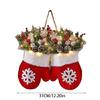 Faux Branches Christmas Mitten Wreath with LED Light Multiple Lighting Mode Festives Front Door Wall Hanging Decors