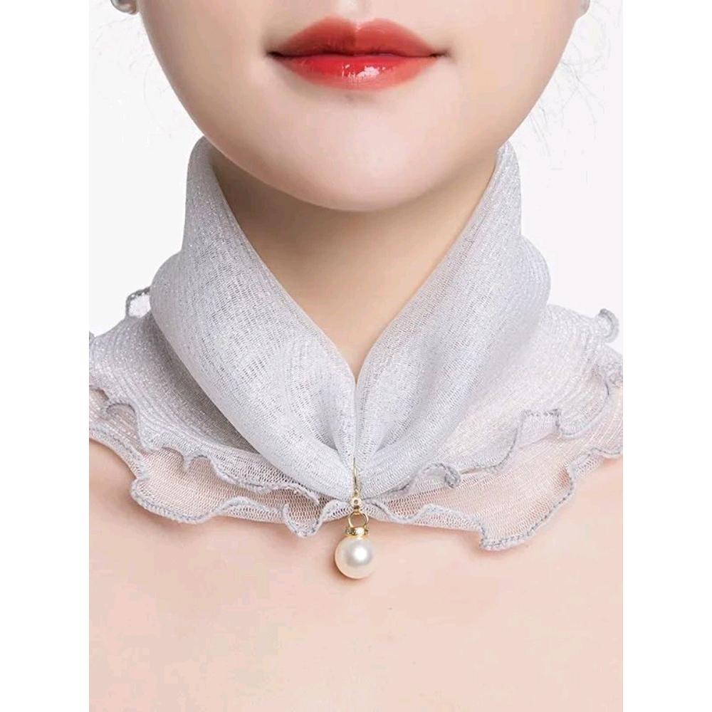 Women's Sunscreen Neck Cover Veil Neck Protection Scarf Summer Thin Ruffled Edge Scarf