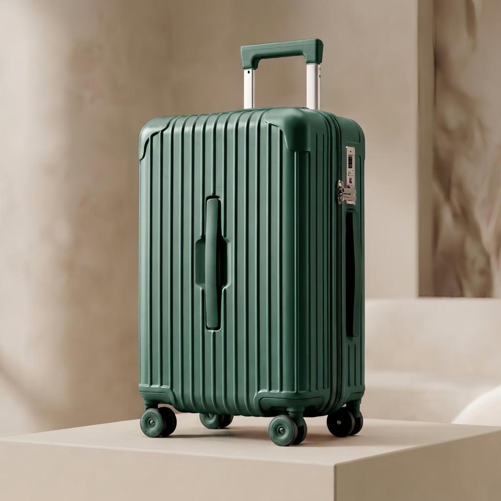 20" Multifunctional PC Suitcase with Front Opening, Universal Wheels, Anti-Theft Lock, and Anti-Fall Design for Leisure Travel.
