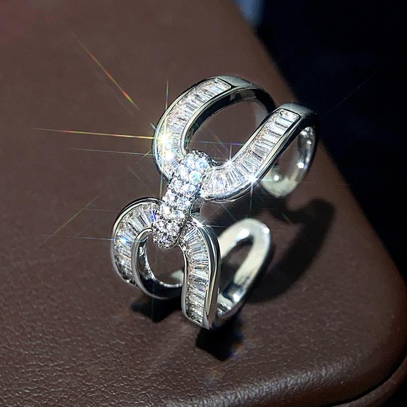 Ashion Cross Finger Ring For Women Crystal Cubic Zirconia Adjustable Opening Rings  Color Ring Jewelry