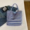 2025 striped knitted bag lazy wind tote bag student large capacity casual shoulder bag women