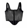 Women's Leather Lace Corset Camisole with Boning for Evening and Party Wear