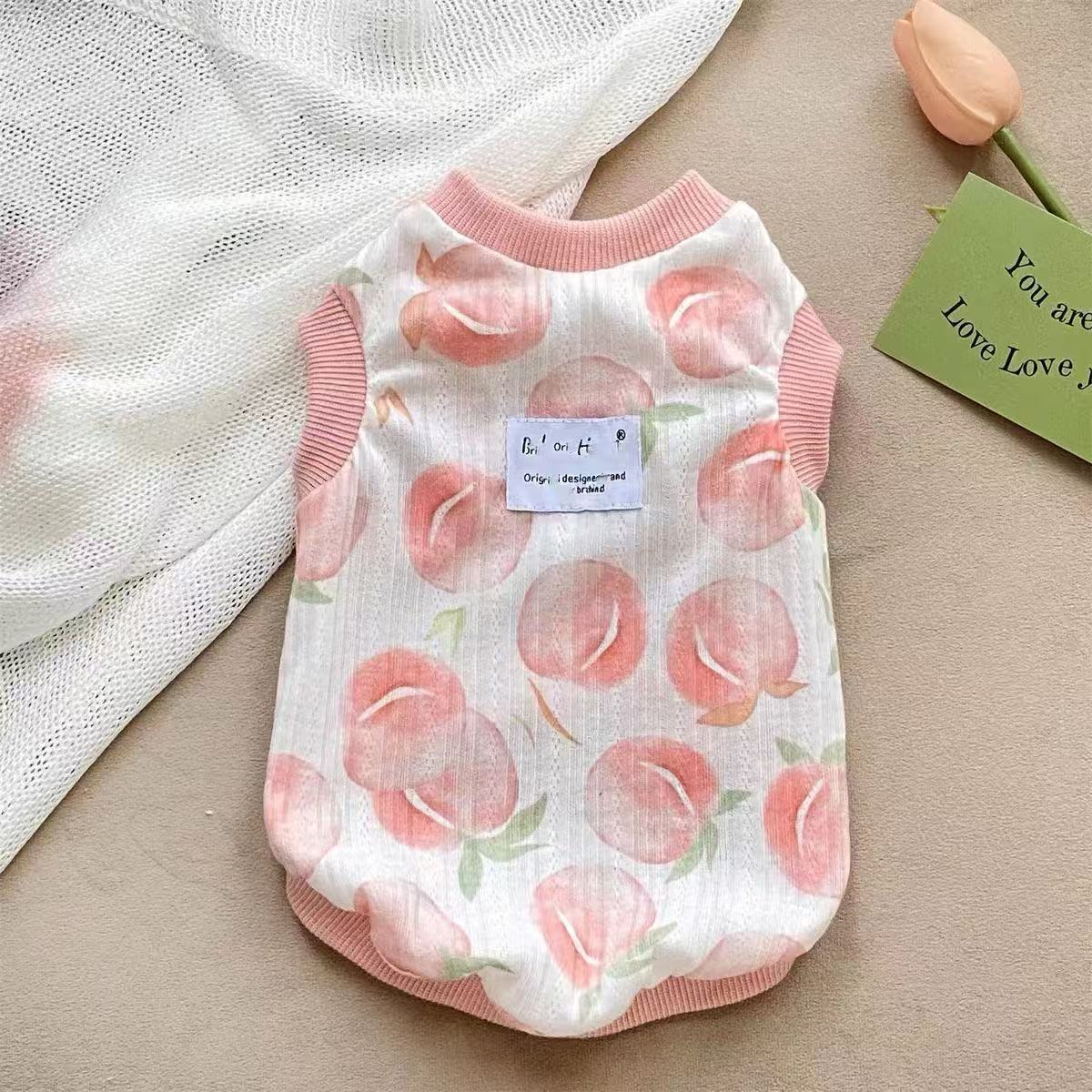 

Милая весенне-летняя одежда для щенков с персиковым принтом XS