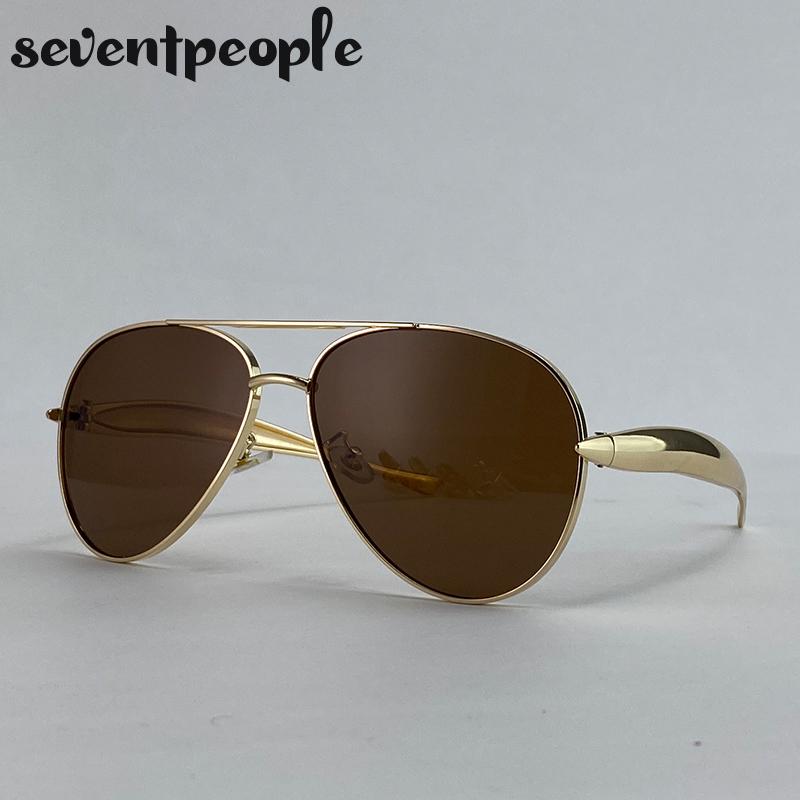 Oversized Pilot Sunglasses Women  Luxury Brand Vintage Oval Punk Sun Glasses  For Ladies Retro Steampunk Double Beam Eyewear