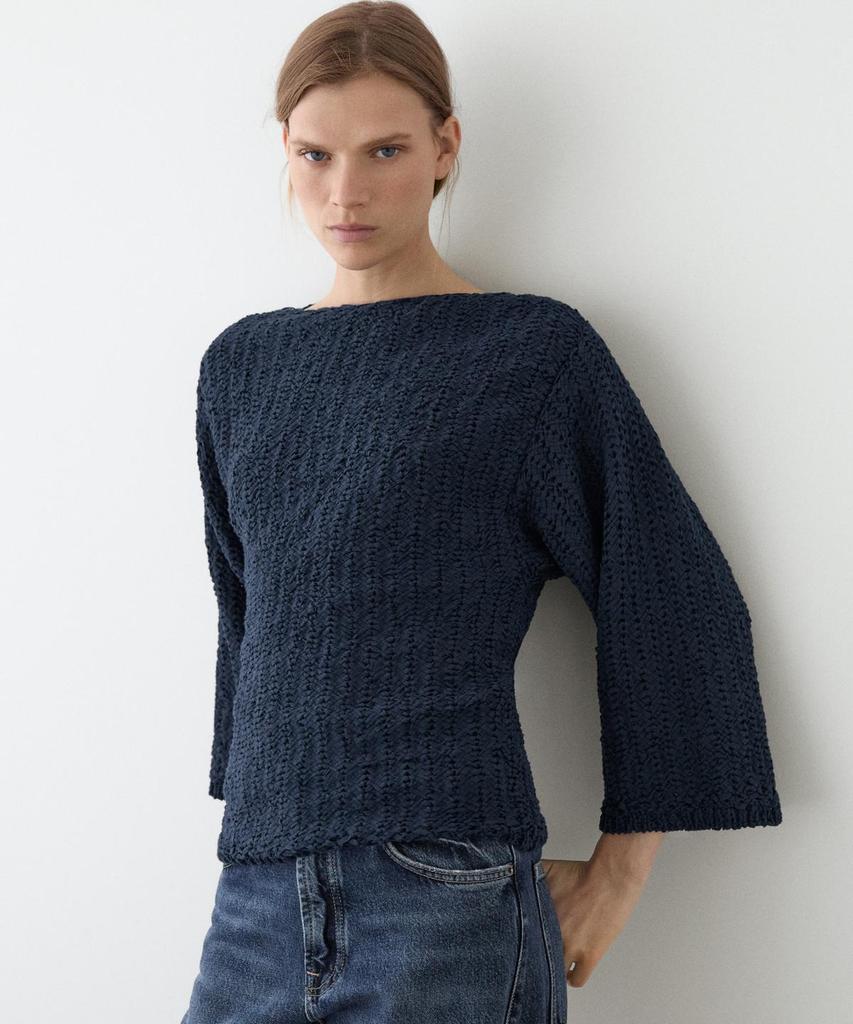 Masimodutti Cotton Blend Textured Knit Sweater