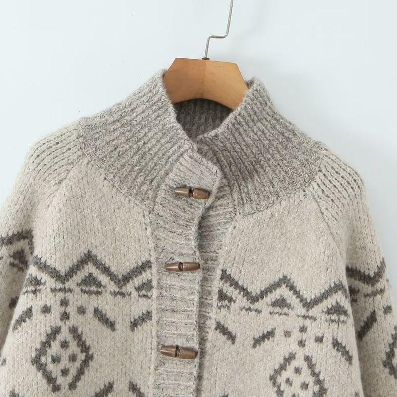 Jnleaog Autumn New Women's Clothing Fashion Style Stylish Fashion Lazy Fancy Jacquard Knitting Outwear