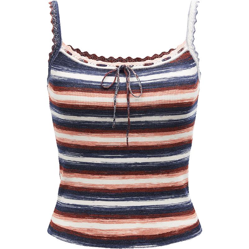ONLY Women s Striped Square Neck Knit Camisole Top S