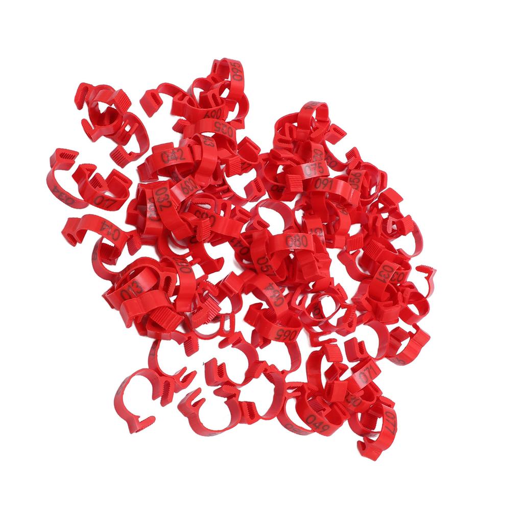 100PCS Chicken Leg Bands 20mm 001 To 100 Numbered Poultry Identification Leg Tags for Chicks Ducks Pigeons Goose Quail