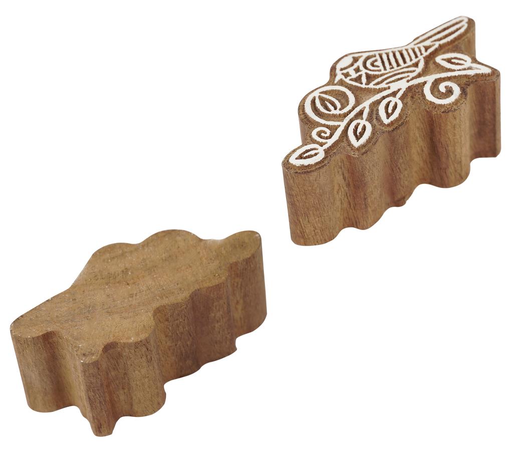 IBA Indianbeautifulart Textile Printing Block Bird & Leaf Hand Carved Wooden Stamp Wood Block Printing Textile Stamps For Fabric  Pottery