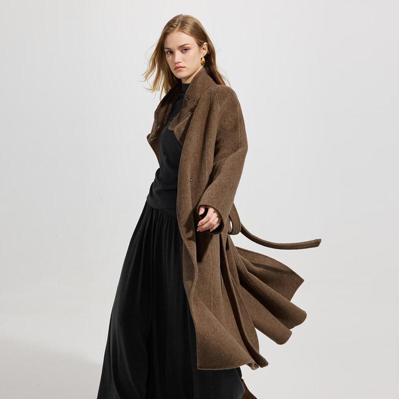 

Длинное пальто из двухсторонней шерсти свободного кроя со стойкой S