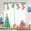 2pcs  Curtains Christmas Tree Gift Stocking Celebration (3) Popular Curtains Versatile Durable Polyester Curtains Festive Perfect