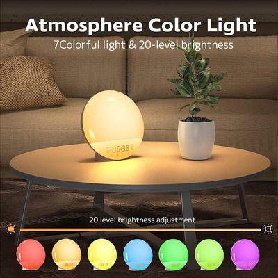 Smart Wake-Up Light: Sunrise Simulation LED Alarm Clock with Colorful Atmosphere, White Noise, and Children's Bedside Lamp.