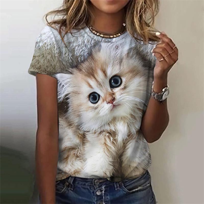 

Kawaii Animal Cat Women s T-shirt Harajuku Fashion Short Sleeve Tees Girls Street Leisure T Shirt Arrival Female Clothing XXL
