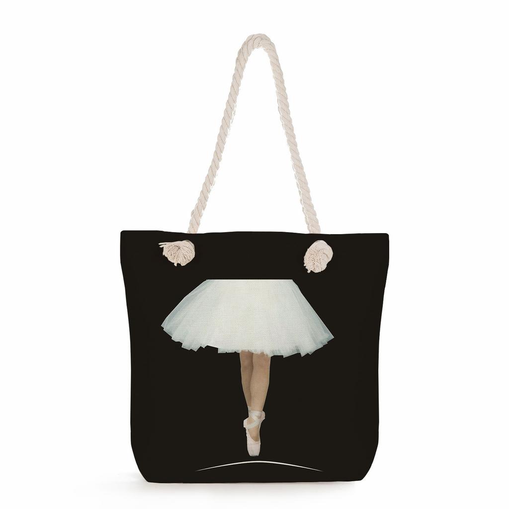 Ballet Print Thick Rope Single-shoulder Beach Bag 7246 CLE