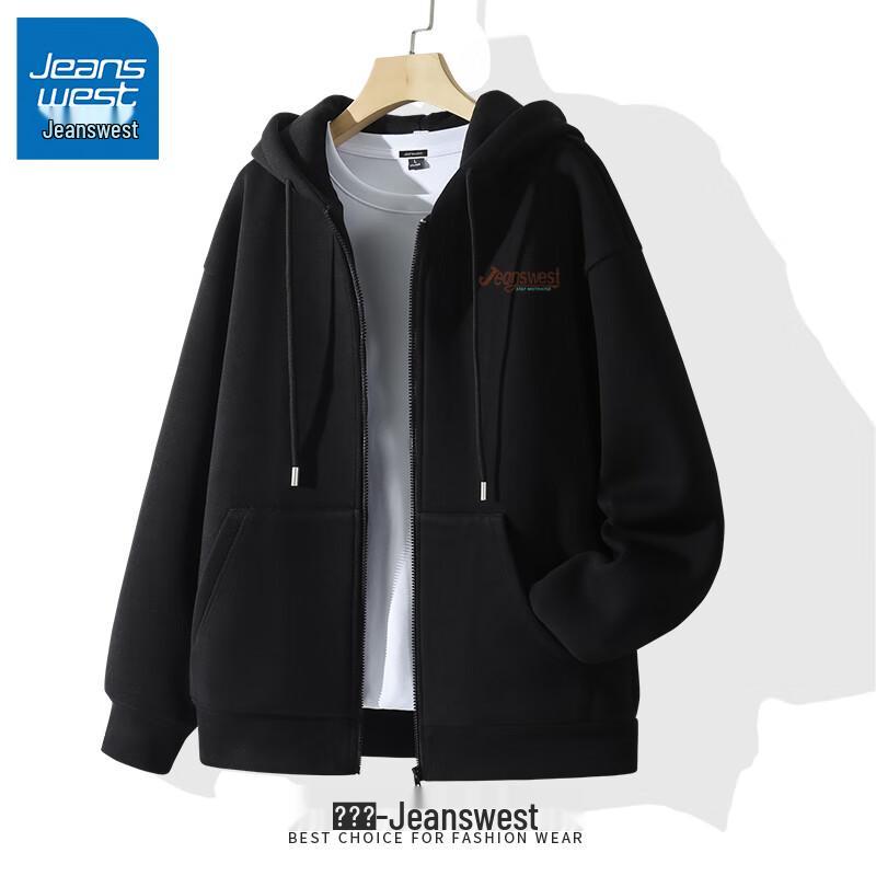 Jeanswest Men's Heavy Cotton Graphic Zip-Up Hoodie