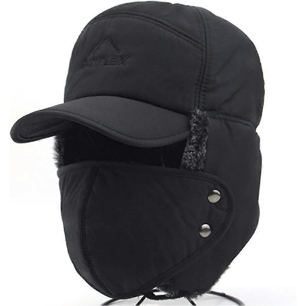 Men's Winter Aviator Hat Trapper Hat Windproof Warm Winter Hat With Ear Flaps Men's Baseball Cap Peaked Hat For Snowboarding Skating Cycling