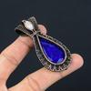 Blue Sapphire Pendant, Handmade Gemstone Pendant, 999 Copper Wire Wrapped Pendant Antique Jewelry, For Engagement Gift