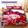 DARLING in the FRANXX Zero Two Pattern Bedding,Quilt Set Quilt Cover Pillowcase Home Birthday Gift (1 * duvet cover + 2 * pillowcase, without core)