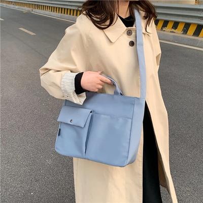 Zippered Canvas Crossbody Bags for Women Monochromatic Shoulder Bags High Capacity Messenger Bag Fashion