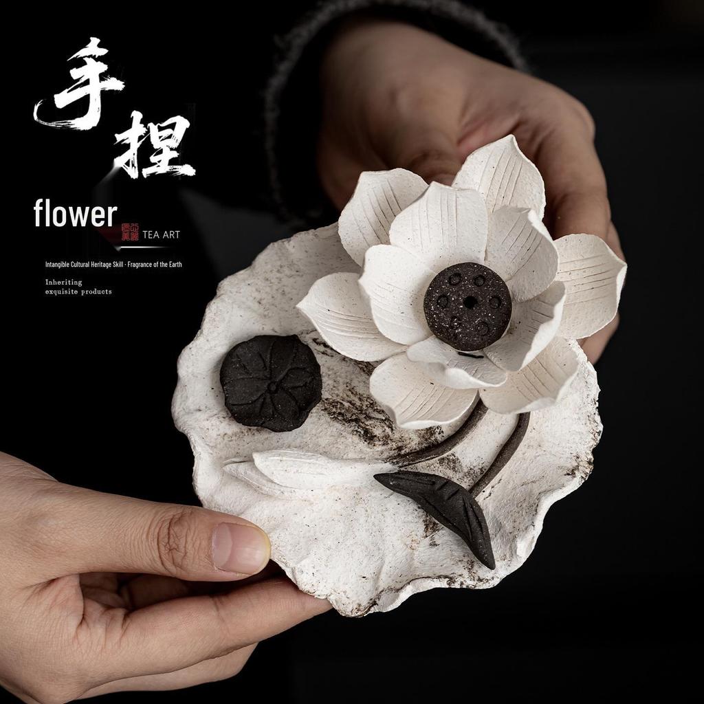 Xichun Handmade Ceramic Wabi-Sabi Zen Flower Incense Holder