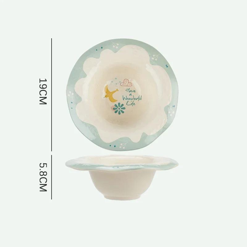 Irregular Ocean Ceramic Plate Home Breakfast Oat Yogurt Bowls Afternoon Tea Fruits Salad Plates Delicious Dishes Rice Bowl
