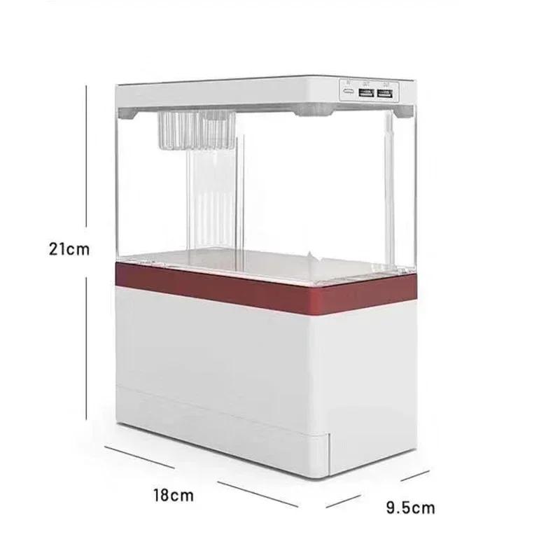 

Портативный настольный аквариум со светодиодной подсветкой, система фильтрации, USB-интерфейс для зарядки, мобильный аквариум, портативный аквариум белый
