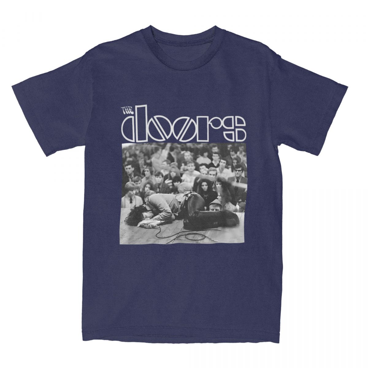 Star of Spring and Autumn Weird Science Doors Band JIM MORRISON Spullen Shirts Mannen Vrouwen Grappig 100% Katoen Nieuwe Collectie Kleding S marineblauwe kleur