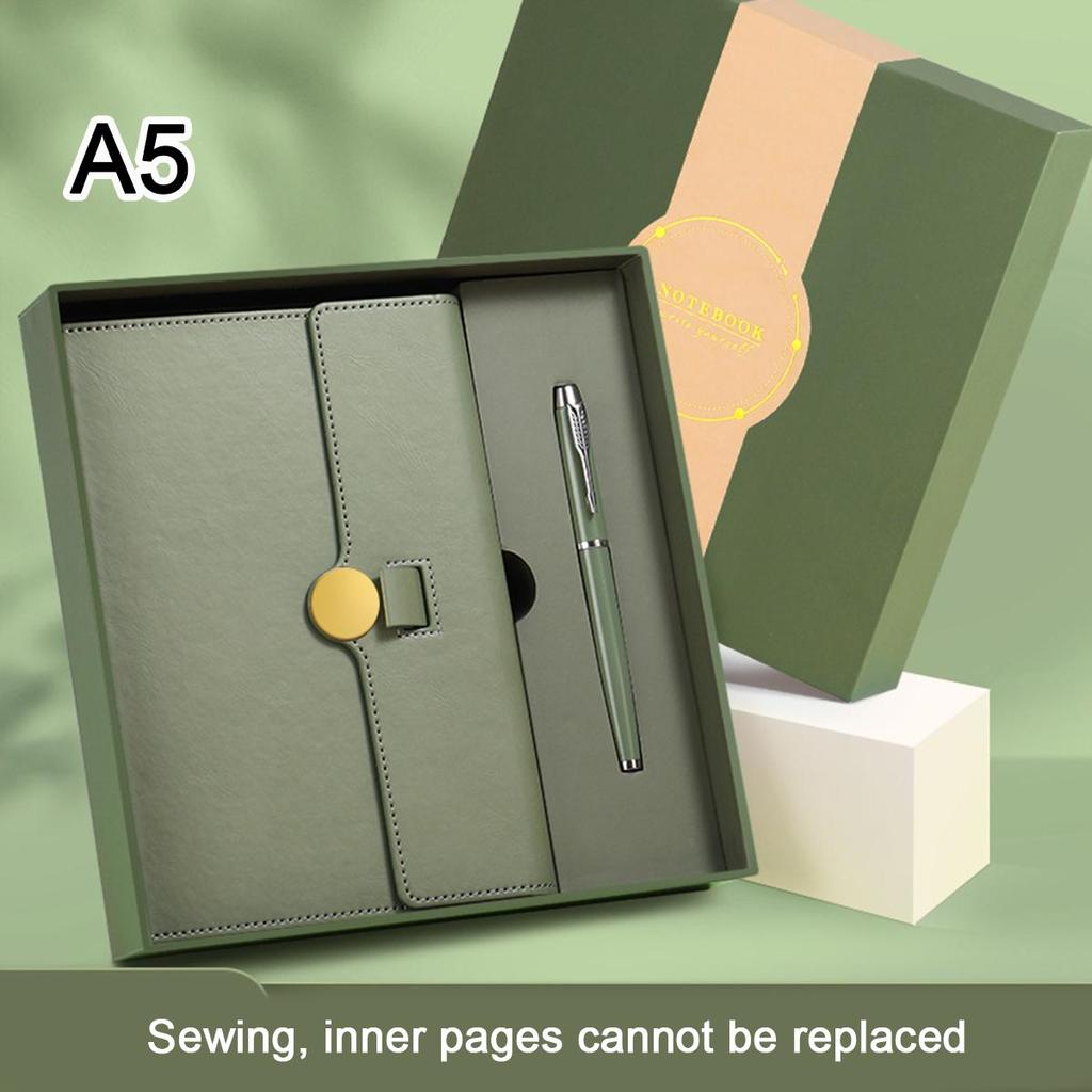 A5 Leather Loose-leaf Student Subject Notebook, Business Notepad, Diary, Work Meeting Record Book, Replaceable Inner Pages