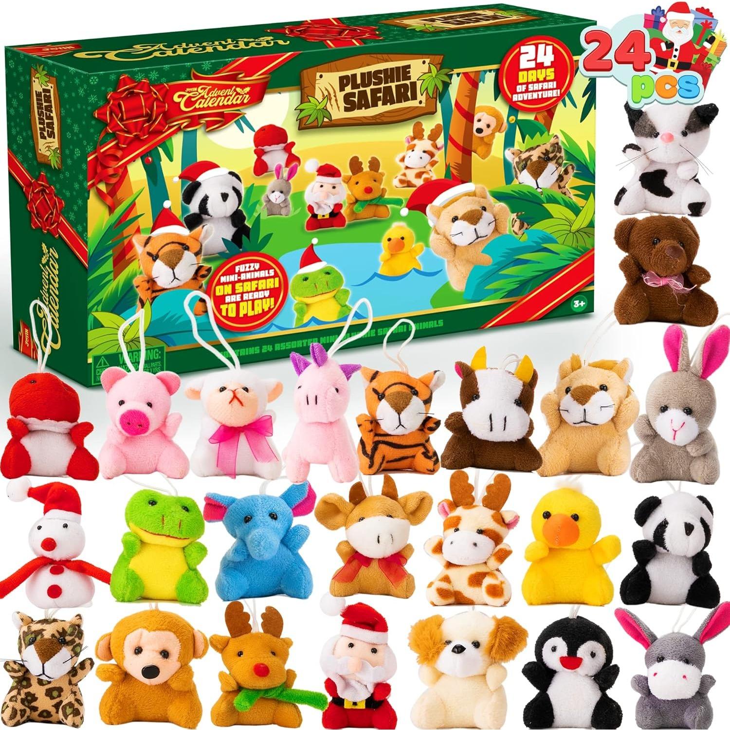 

JOYFY Christmas Advent Calendar 24 Days Countdown Advent Calendar with 24 Stuffed Animals for Xmas Gift Classroom Prizes