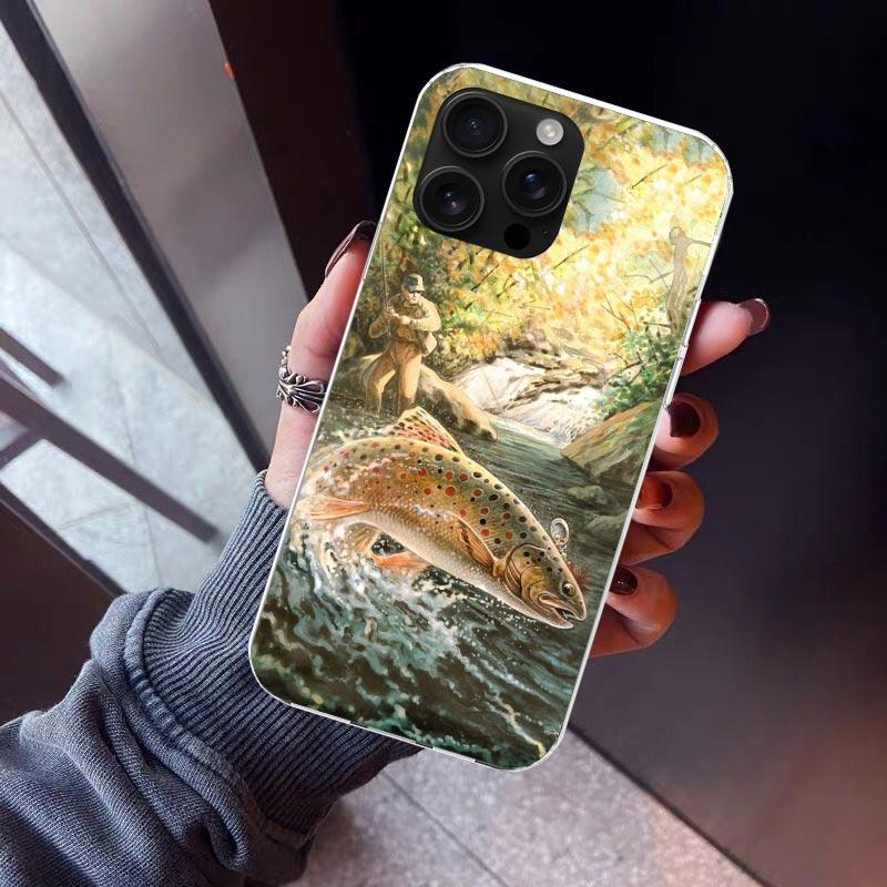 Hunting Fishing Man Phone Case For iPhone 17 Air 16 15 Pro Max 14 Plus 13 Mini 12 11 Cover 7 8 SE Silicone Shell Print Fundas 17