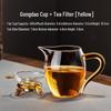 Glass Teacup with Gold Handle and Strainer