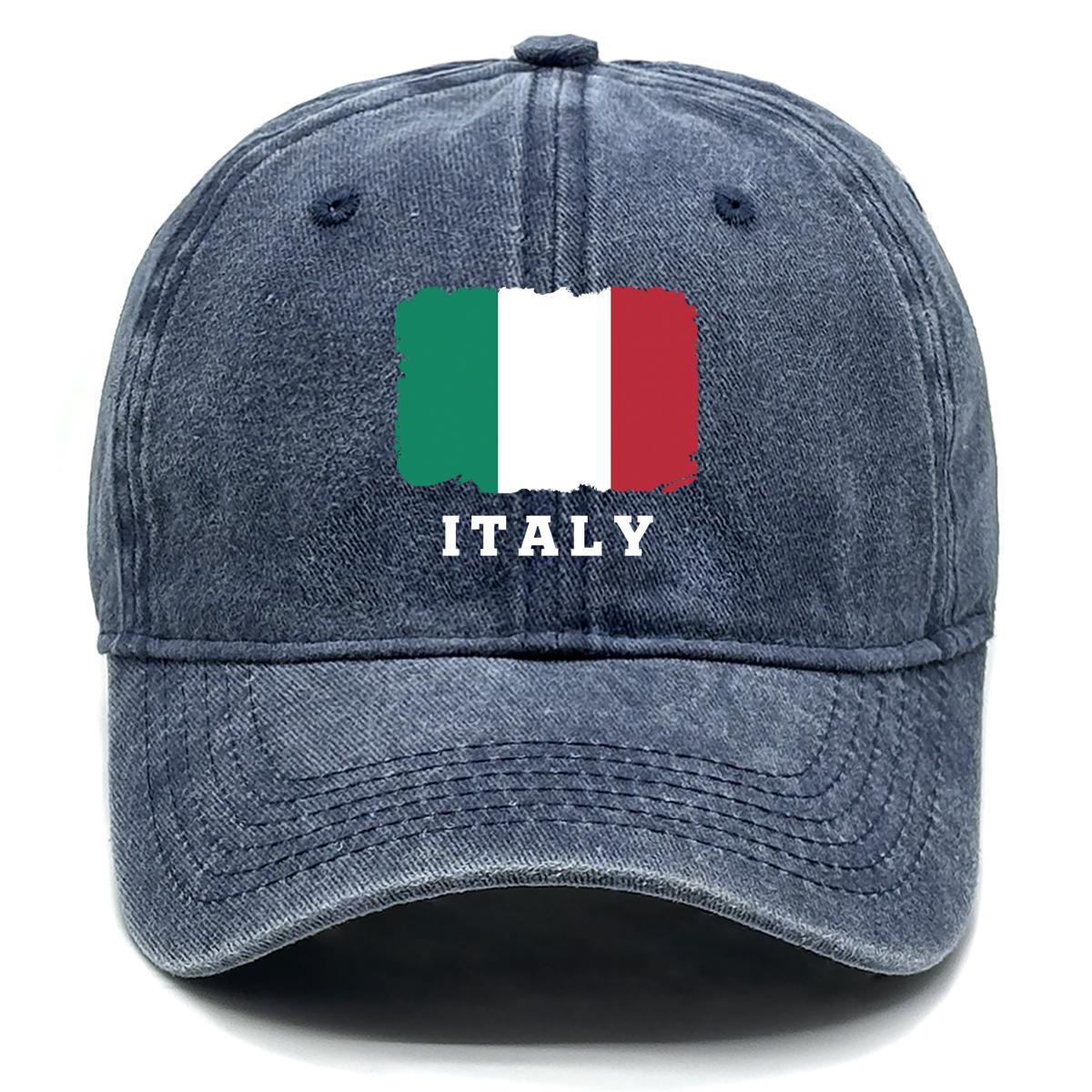 

Flag of Italy Print Adjustable Baseball Cap, Patriotic Trucker Hat Headwear Washed Sunshade Fit Snapback Baseball Hat as the picture темно-синий