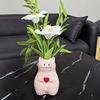 1PC Home Decor Funny Cat Shape Exquisite Ornaments Cat Lover Gifts Vase Small Sculpture Flower Pot Multifunctional 13x6x9cm