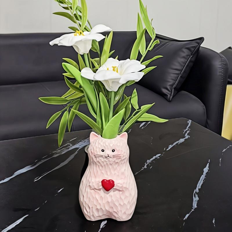 1PC Home Decor Funny Cat Shape Exquisite Ornaments Cat Lover Gifts Vase Small Sculpture Flower Pot Multifunctional 13x6x9cm