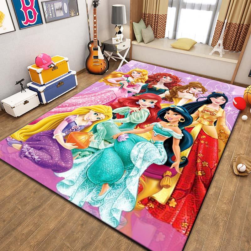 Beautiful All Princess Theme Cartoon Carpet for Living Room Bedroom Sofa Doormat Decor Rug Kid Non-slip Floor Mat Girl Nice Gift