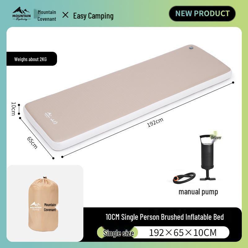 Brushed Inflatable Double Sleeping Pad for Camping, Outdoor Air Mattress, and Household Use