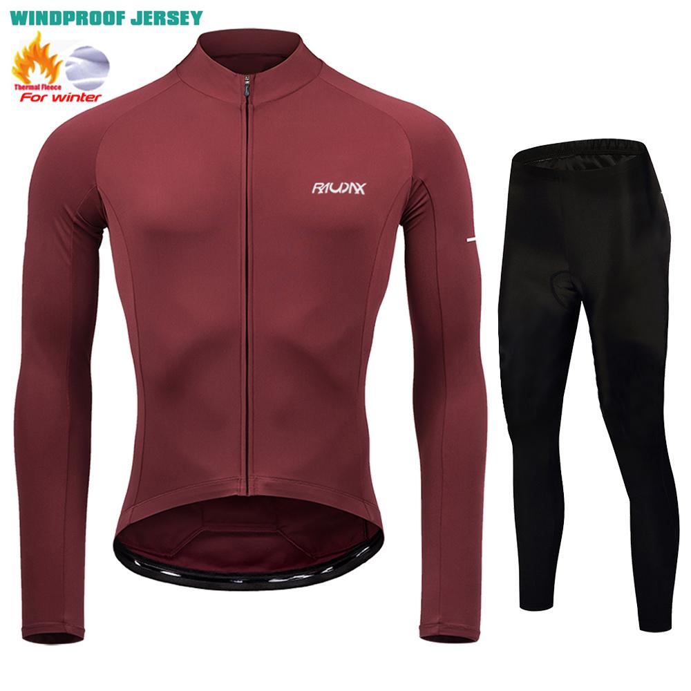Raudax Winter Mountain Bike Jersey Ropa De Hombre Thermal Fleece Keep Warm Road Bike Sportswear 2026 Winter Velvet Warm Cycling Clothing Suit Set