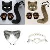 New Halloween Fox Mask Set Prop Accessories Cute Handmade Fox  Ears and Tail for Halloween Cosplay Party Costume Accessories