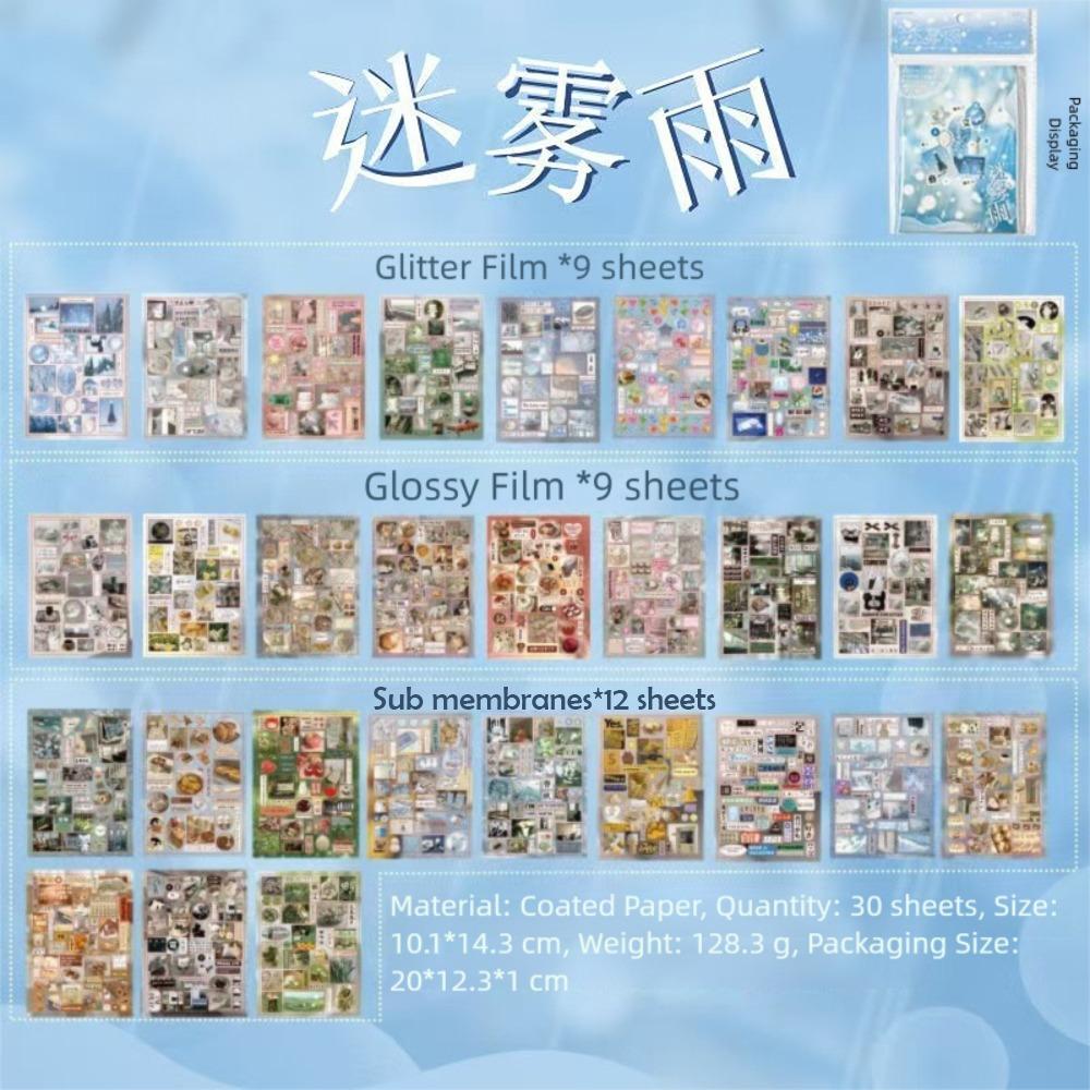 

Glitter Film Japanese Sticker Book Die-Cutting Style Diary Stationery Sticker Diary Decoration B