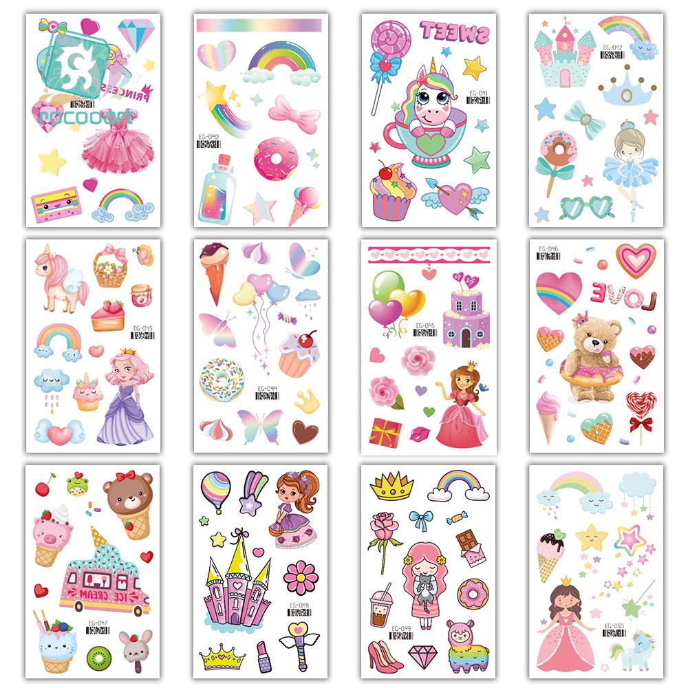 Glitter Princess Tattoo Stickers for Kids – Perfect for Party Desserts