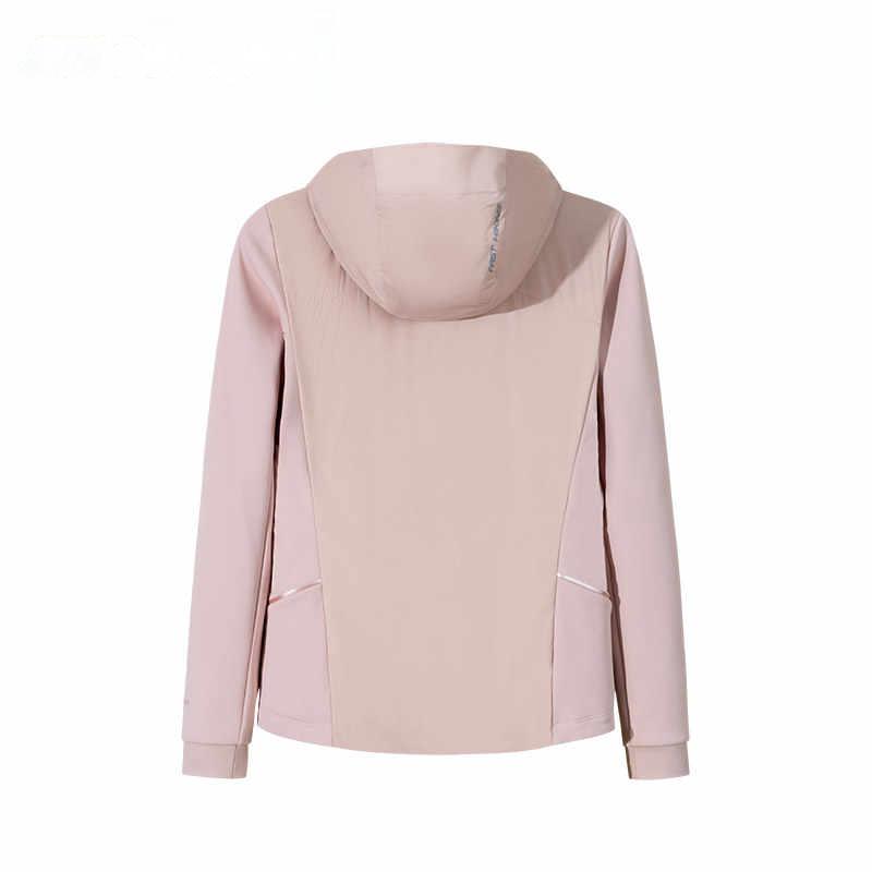 Anta Champion Outdoor Series Solid Color Zipper Hooded Water-Resistant Warm Cotton Jacket Women jackets Ice-Taro-Pink 162510803-5