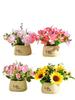 Sunflower Artificial Flower Arrangement - Small Potted Plants & Plastic Bouquets for Living Room and Dining Table Decor