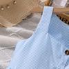 Girls' Dress New Spring-Summer Style Square Neck Stylish Striped Casual Vacation Style Strapless Waist-Cinching Long Dress