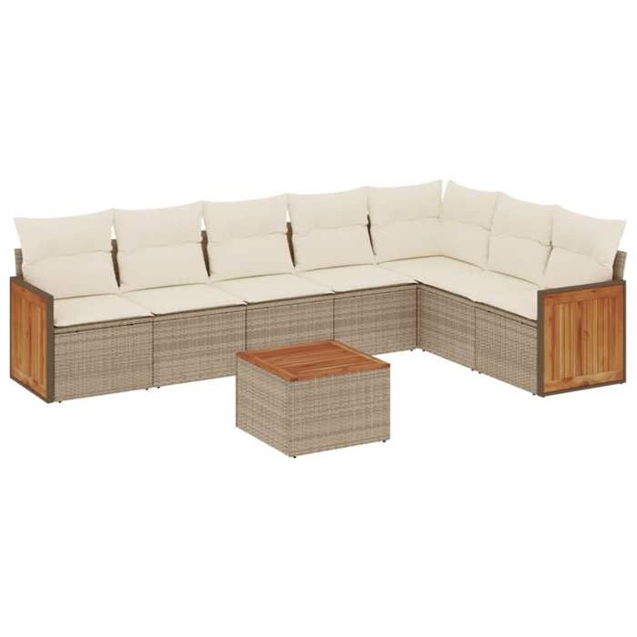 VidaXL Salon de Jardin avec Coussins 8 pcs, Canapés de Terrasse, Ensemble de Meubles de Patio, Mobilier d'Extérieur, Beige 3260119