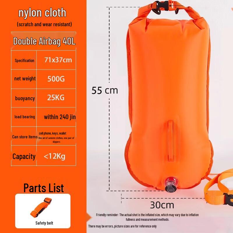 Yuduo Dual Airbag Swim Buoy with 40L Dry Bag